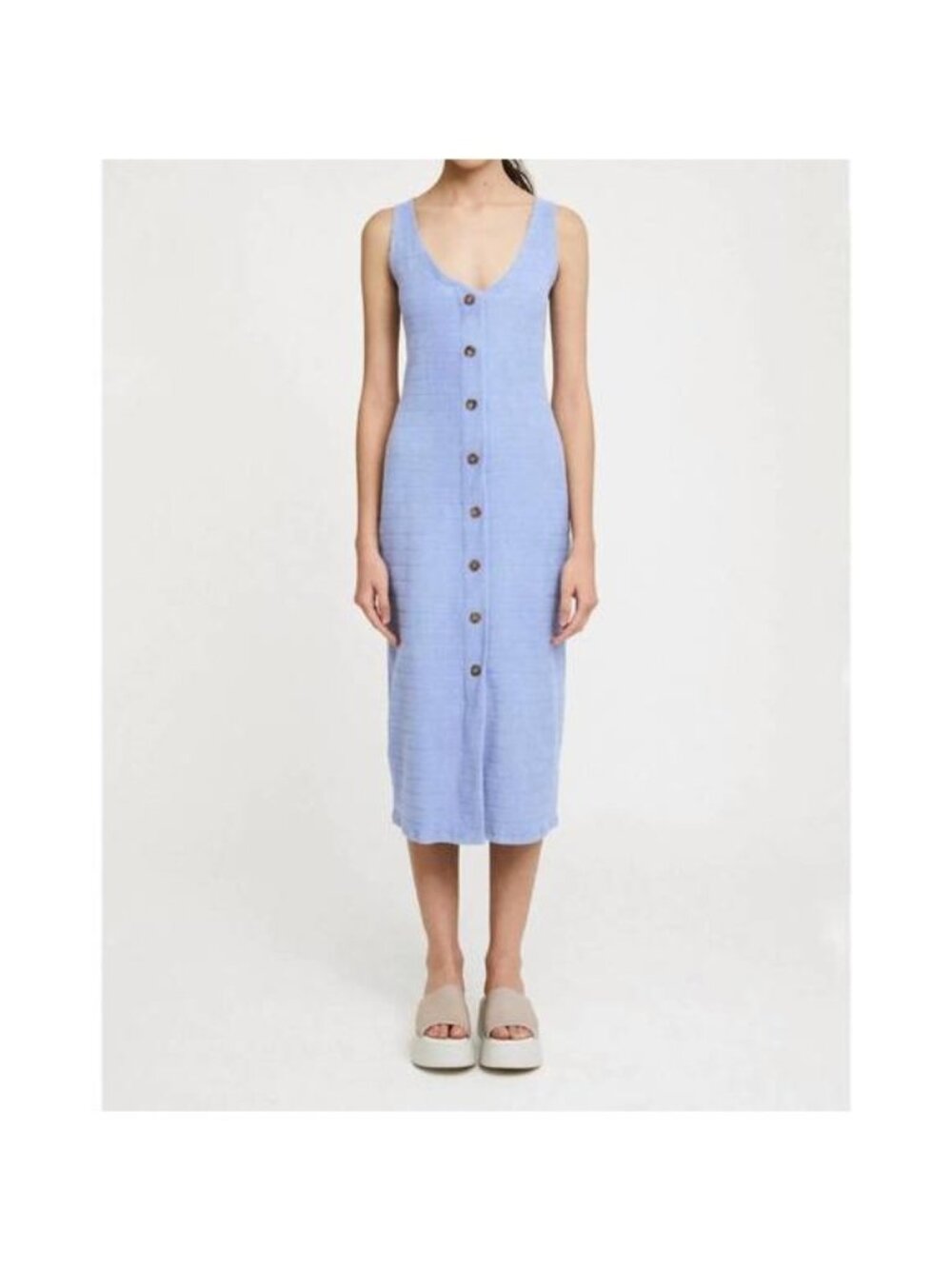 Rita Row Blue Virginia Terry Cloth Sleeveless Tank Midi Dress Womens Size Small